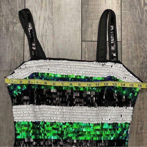 NWT Fashion Nova Stardust Sequin Mini Dress White Blue Green Black Size Medium - Picture 14 of 16